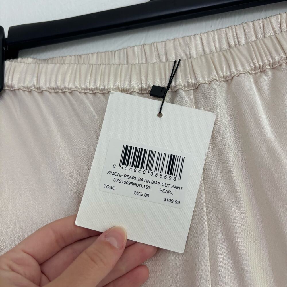 NWT DISSH Women’s Simone Pearl Satin Blazer & Pants Size 4/6 Ivory Suit Set - Picture 13 of 16